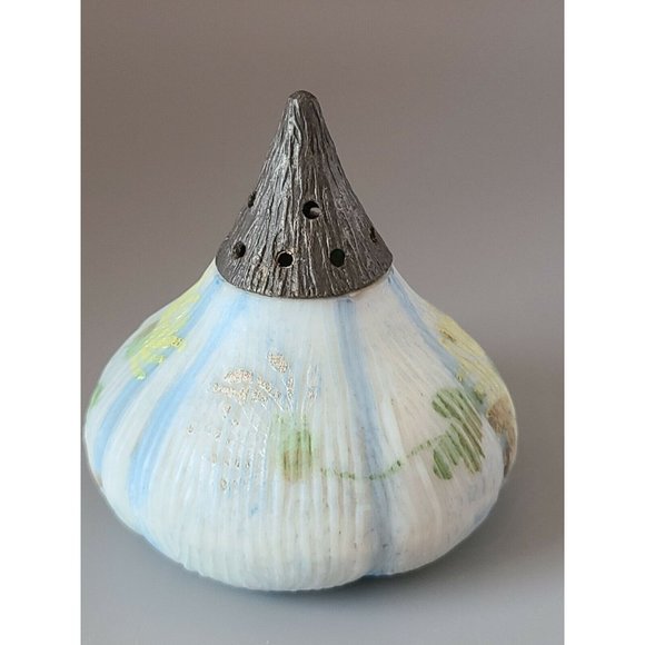 MT. WASHINGTON FIG Shaped SHAKER Blue with Enameled Yellow Flowers - Picture 3 of 7